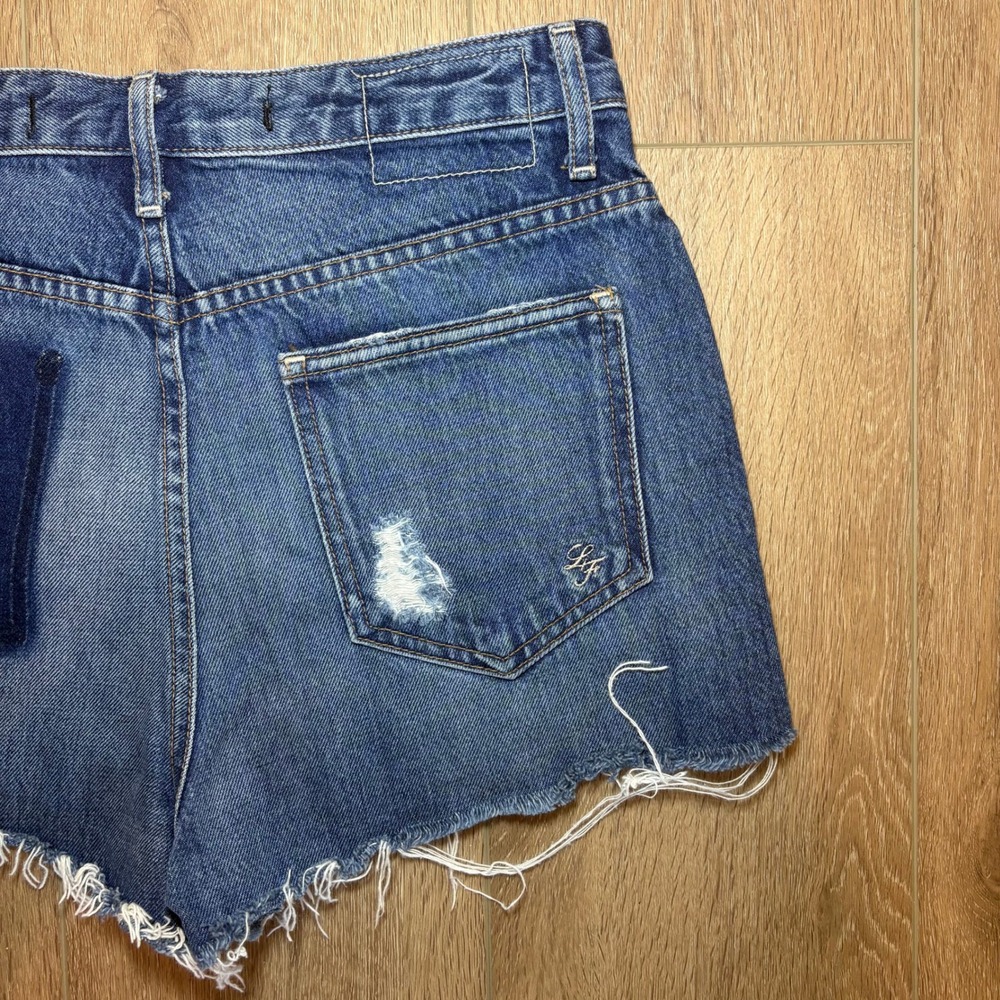 Lovers + Friends REVOLVE Ryan High Rise Distressed Denim Shorts Blue Size 26 - Picture 10 of 14